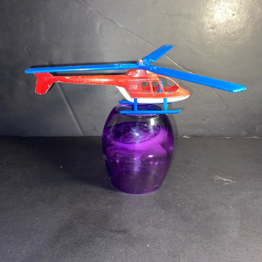 Vintage Helicopter Tootsie Toy Red White & Blue Metal Body Plastic Blade